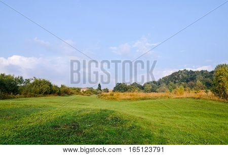 Countryside Of Region Horezu From Romania With Hills, Mountains And Fileds, Autumn Time.