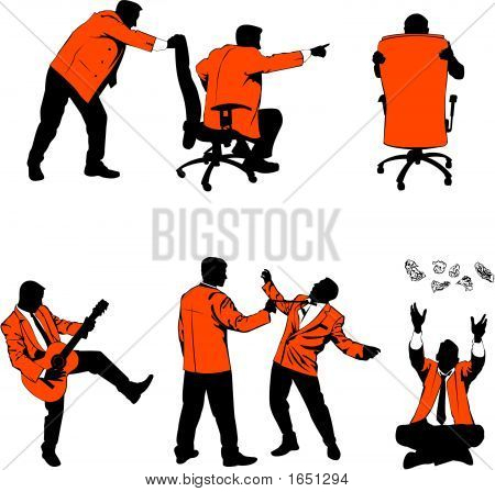 Vector Humorous Silhouettes Of Business People