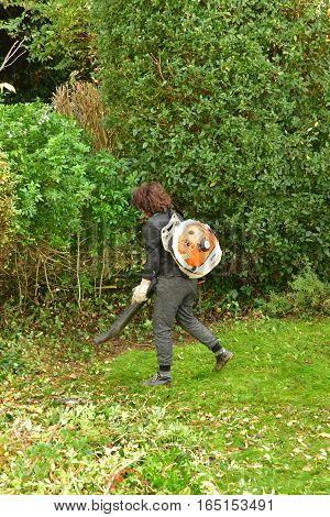 verneuil sur Seine France - november 3 2016 : a pruner in agarden