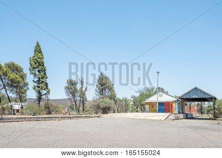 The train station in Fauresmith a small town in the Free State Province of South Africa. No trains use this railroad anymore