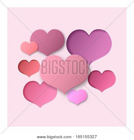Pink Abstract Background Hearts for a Valentine Day. Can be used for Love Letter Card Valentines day Celebration design etc. Scope and Clipped Depth on Paper