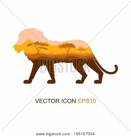 Silhouette of a lion. Vector illustration. Logo. Lion profile side view.