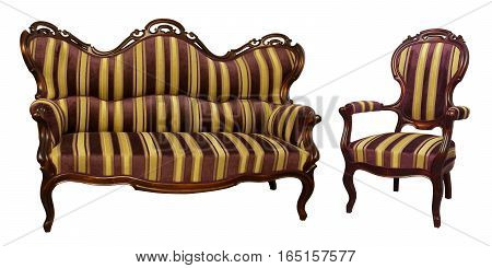 Stripe Baroque Rokoko Sofa And Chair