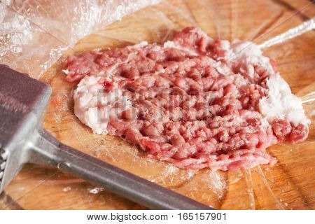 Raw pork chop raw meat pork schnitzel cooking