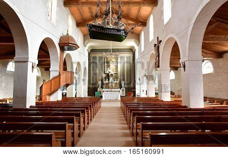 Loix France - september 26 2016 : the Sainte Catherine church