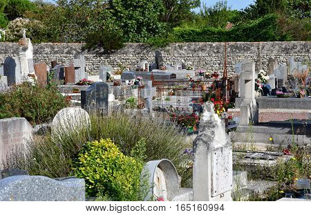 Loix France - september 26 2016 : the cemetery