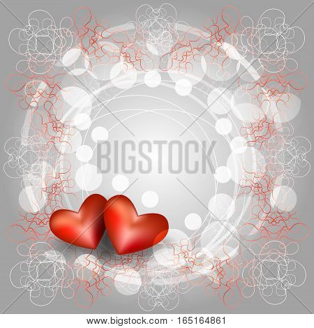openwork frame with two hearts. Card for Valentine's Day