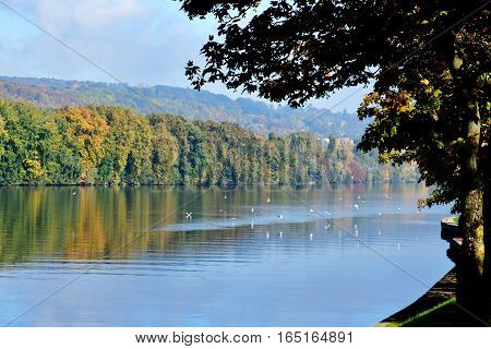 Meulan France - october 22 2016 : the Seine riverside