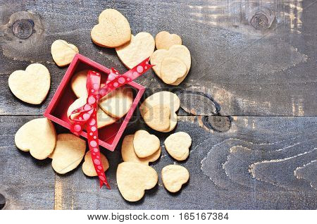 Shortbread cookies in the shape of hearts St. Valentine