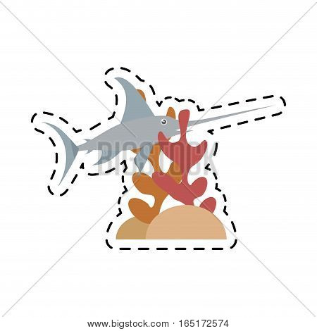 marlin swordfish marine wildlife coral vector illustration eps 10