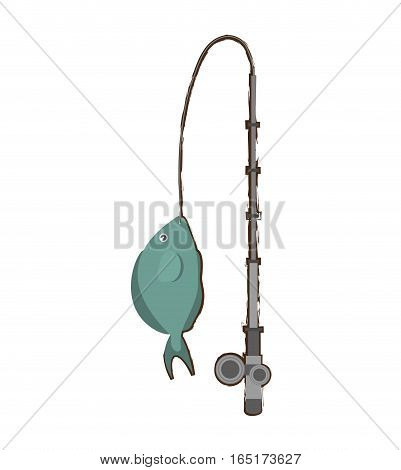 fish aquarium ornament habitat fishing rod vector illustration eps 10