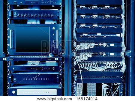 Rackmount LED console in server room data center