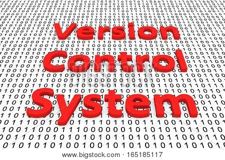 version control system in the form of binary code, 3D illustration