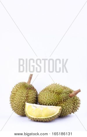 durian  mon thong is king of tropical  fruits  on white background healthy durian fruit food isolated