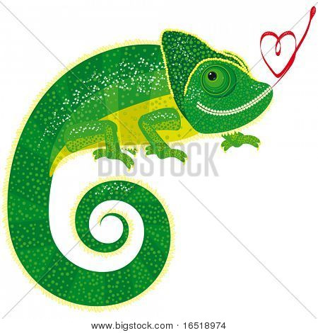 Caméléon isolé de conte de fées.