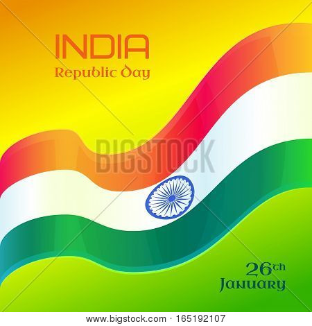Republic Day in India, 26 January. Vector design element with text, background with Indian national flag