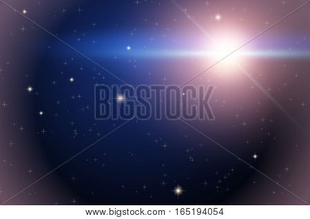 Background of Space with bright star. Abstract scientific background. Editable Vector Illustration.