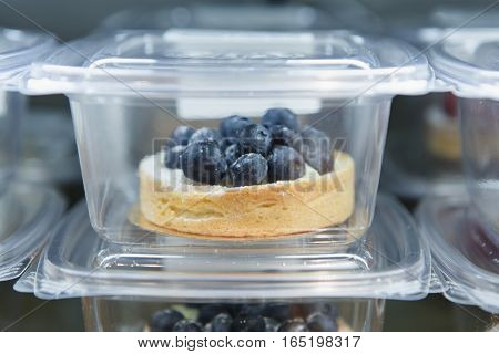 Fresh Blueberry Sweet Dessert In Container