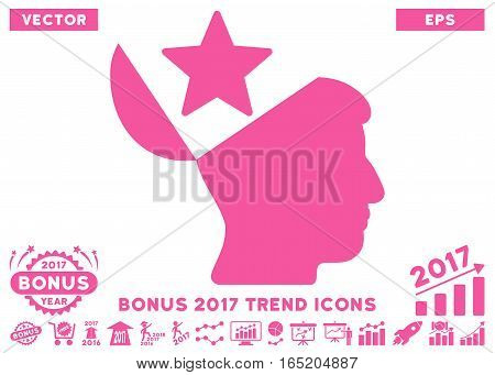 Pink Open Head Star icon with bonus 2017 trend images. Vector illustration style is flat iconic symbols white background.