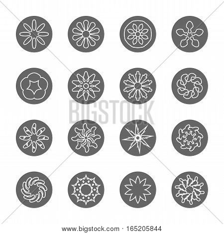 white flower thin line icon set,vector Illustration EPS10