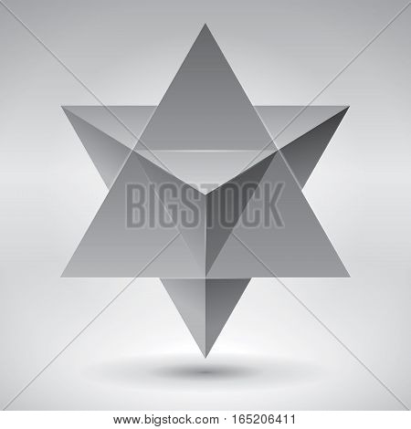 Merkaba, 3d crystal, geometry shape, volume star, abstract vector object