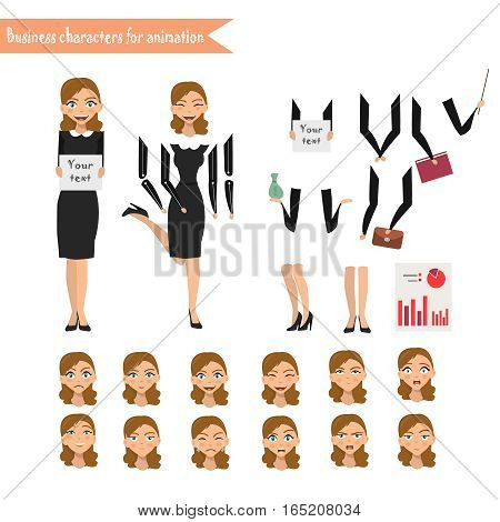 Pupil character for your scenes. Parts of body template for design work and animation