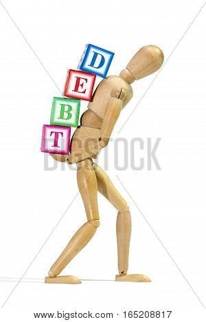 Mannequin loaded with debt as a concept of 'debt burden'