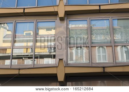 Milan (Lombardy Italy): windows of modern building along via Piero della Francesca