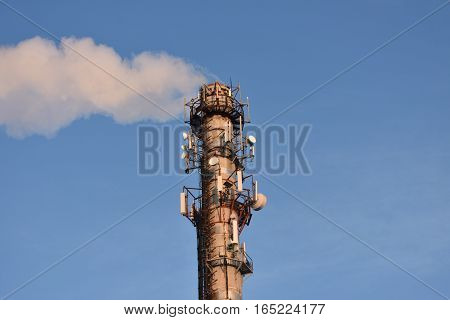 gas pipeline thermal power station on blue sky background