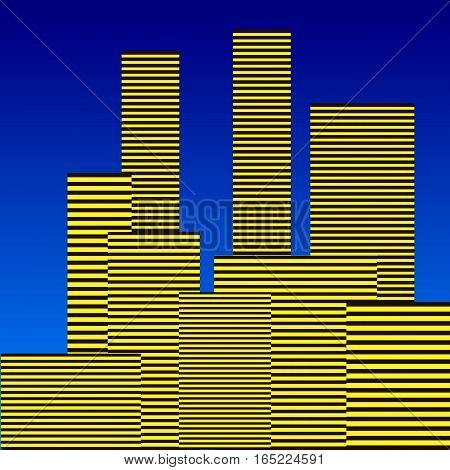 Abstract city vector illustration on blue sky background