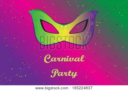 Picture ready for use in carnival thematic. Mask on vibrant background with confetti