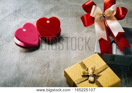 Valentine's Day Background,red Heart With Red White Rose ,ribbon