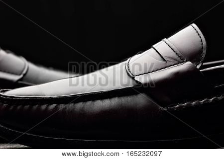 Men's Loafer Shoes.closeup.advertising Shot.leather Shoes.concept Closeup Shoes