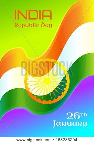 Republic Day in India, 26 January. Vector design element with text, background with Indian national flag
