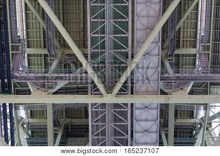 Detail of Steel under the bridge construction building
