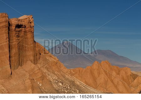 View towards the volcano Licancabur Valley of the moon Chile