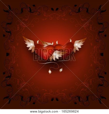 Openwork Frame With Two Hearts