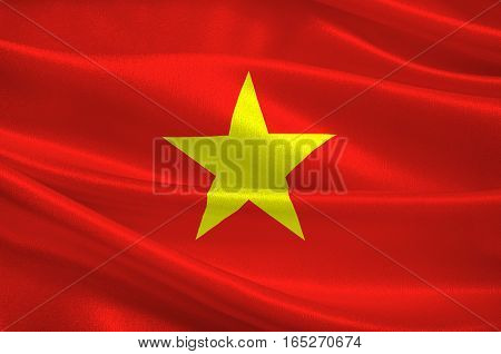 Flag of Vietnam officially the Socialist Republic of Vietnam. 3D illustration