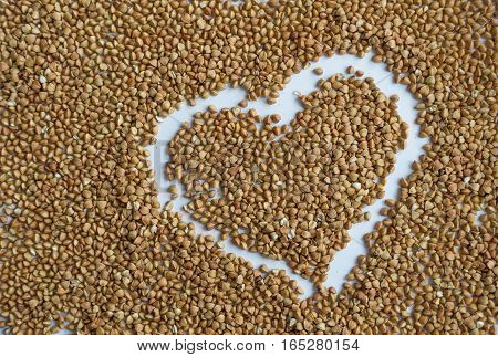 Background from buckwheat. Healthy eating for breakfast