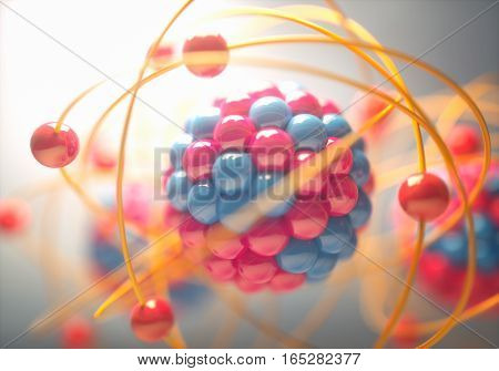 3D Illustration of an atom that is the smallest constituent unit of ordinary matter that has the properties of a chemical element.