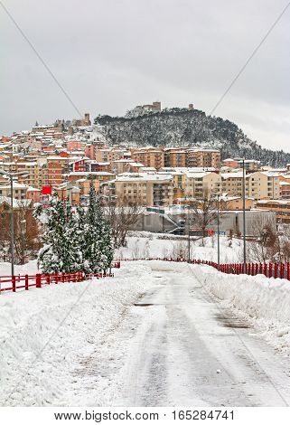 the view of snowy road in Campobasso