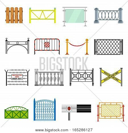 Different fencing icons set. Simple illustration of 16 different fencing vector icons for web