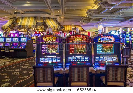 LAS VEGAS - OCT 05 : The interior of Bellagio hotel and casino on October 05 2016 in Las Vegas. Bellagio is a luxury hotel and casino located on the Las Vegas Strip. The Bellagio opened on 1998.
