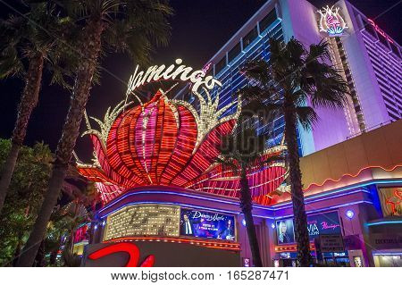 LAS VEGAS - OCT 05 : The Flamingo hotel and casino on October 05 2016 in Las Vegas. The hotel opened by Bugsy Segal on 1946 and it's the oldest resort on the Strip still in operation