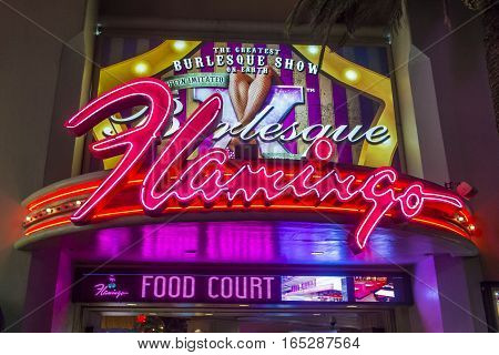 LAS VEGAS - OCT 05 : The Flamingo hotel and casino on October 05 2016 in Las Vegas. The hotel opened by Bugsy Segal on 1946 and it's the oldest resort on the Strip still in operation