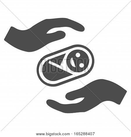 Newborn Care Hands vector icon. Flat gray symbol. Pictogram is isolated on a white background. Designed for web and software interfaces.