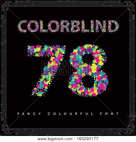 Set of Colorblind Style Font in Vector. Fresh trendy colors.