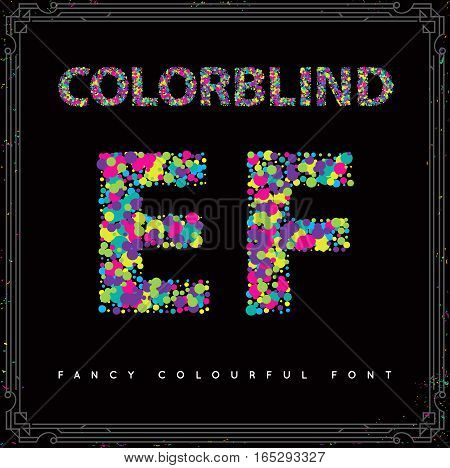 Set of Colorblind Style Font in Vector. Fresh trendy colors.