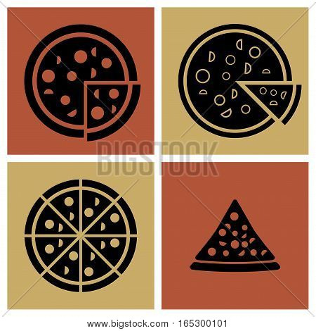 several style of pizza icons set,vector Illustration EPS10