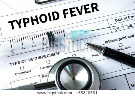 Typhoid Fever Medical Concept , Typhoid Positive , Composition Of Medicaments Stop Typhoid  ,